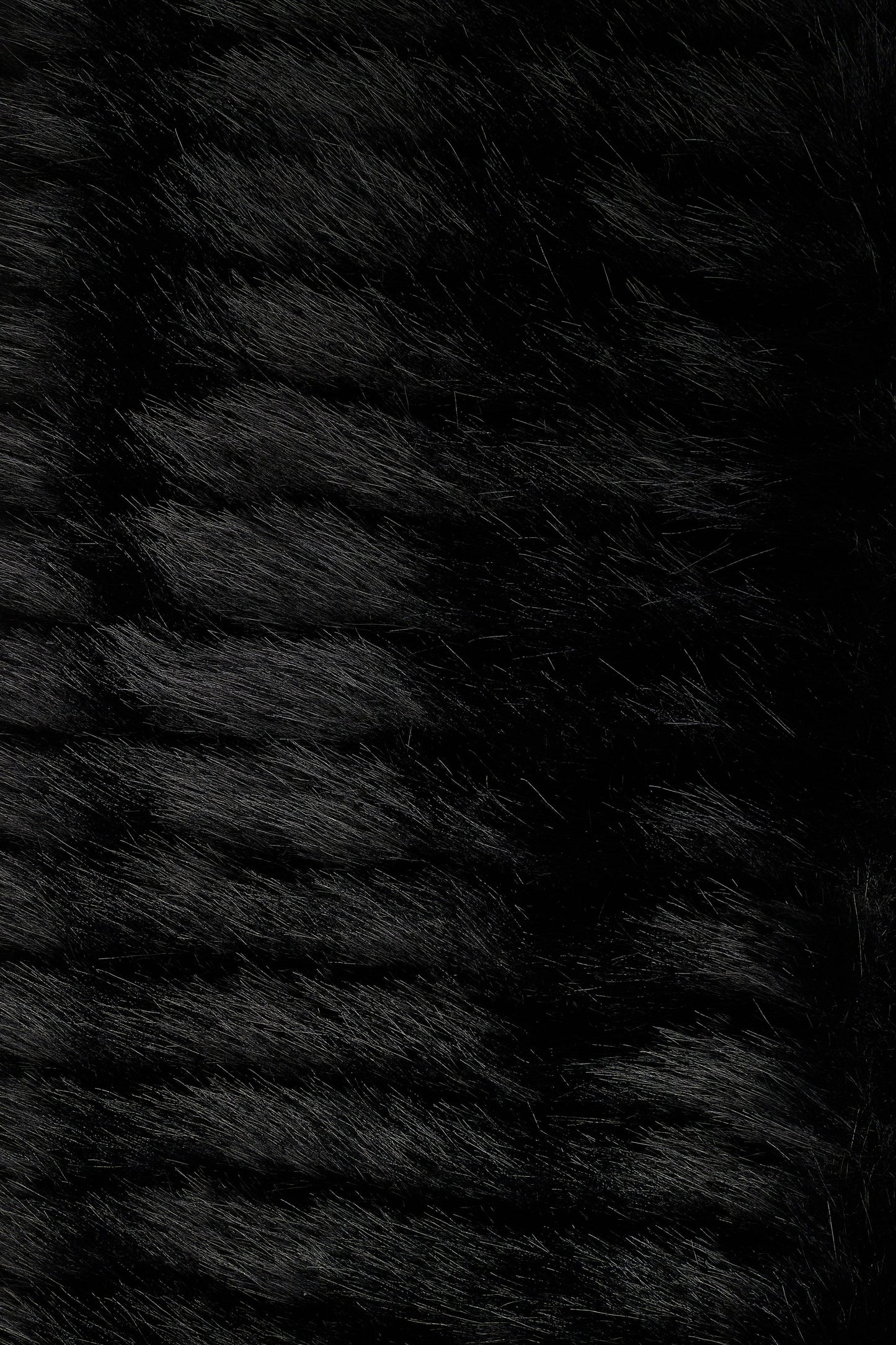 Stripe Faux Fur Collar - Black