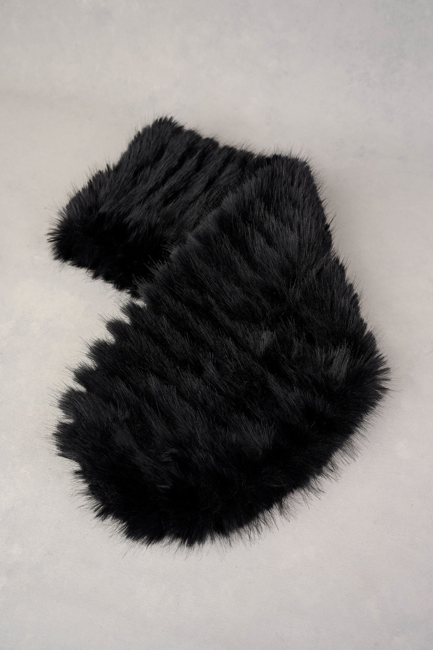 Stripe Faux Fur Collar - Black