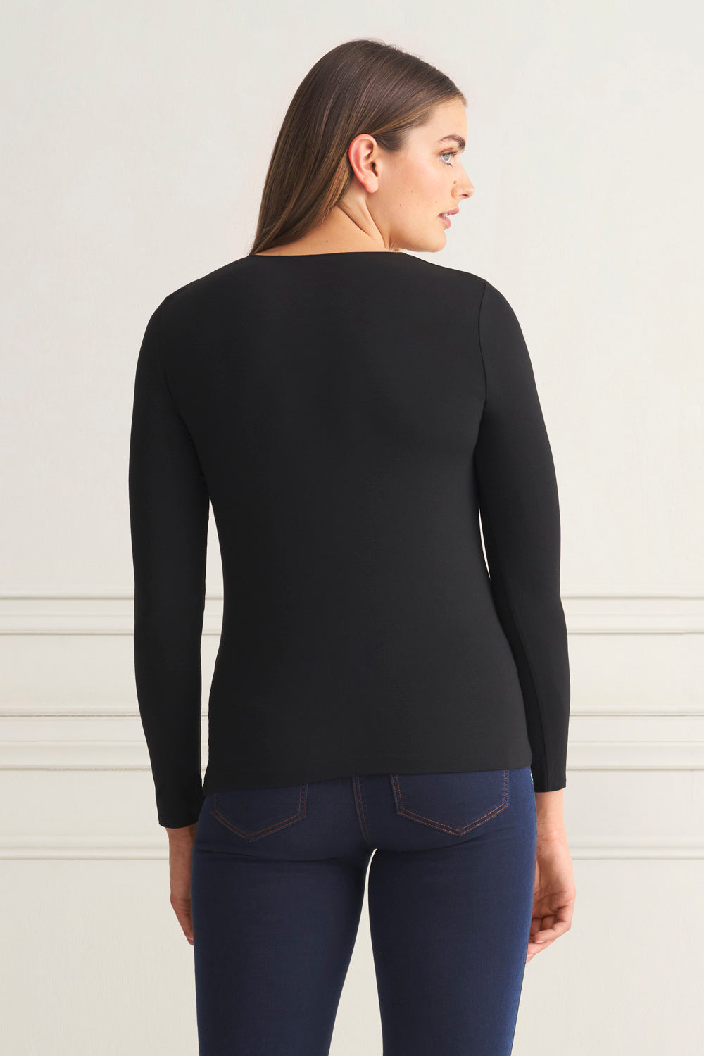 Long Sleeve Crew Neck Top - Black