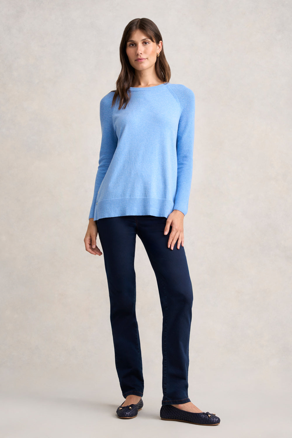Buton Side Detail Jumper - Bluebell Marle