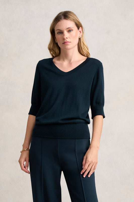 Half Sleeve Wool Knit - Ink