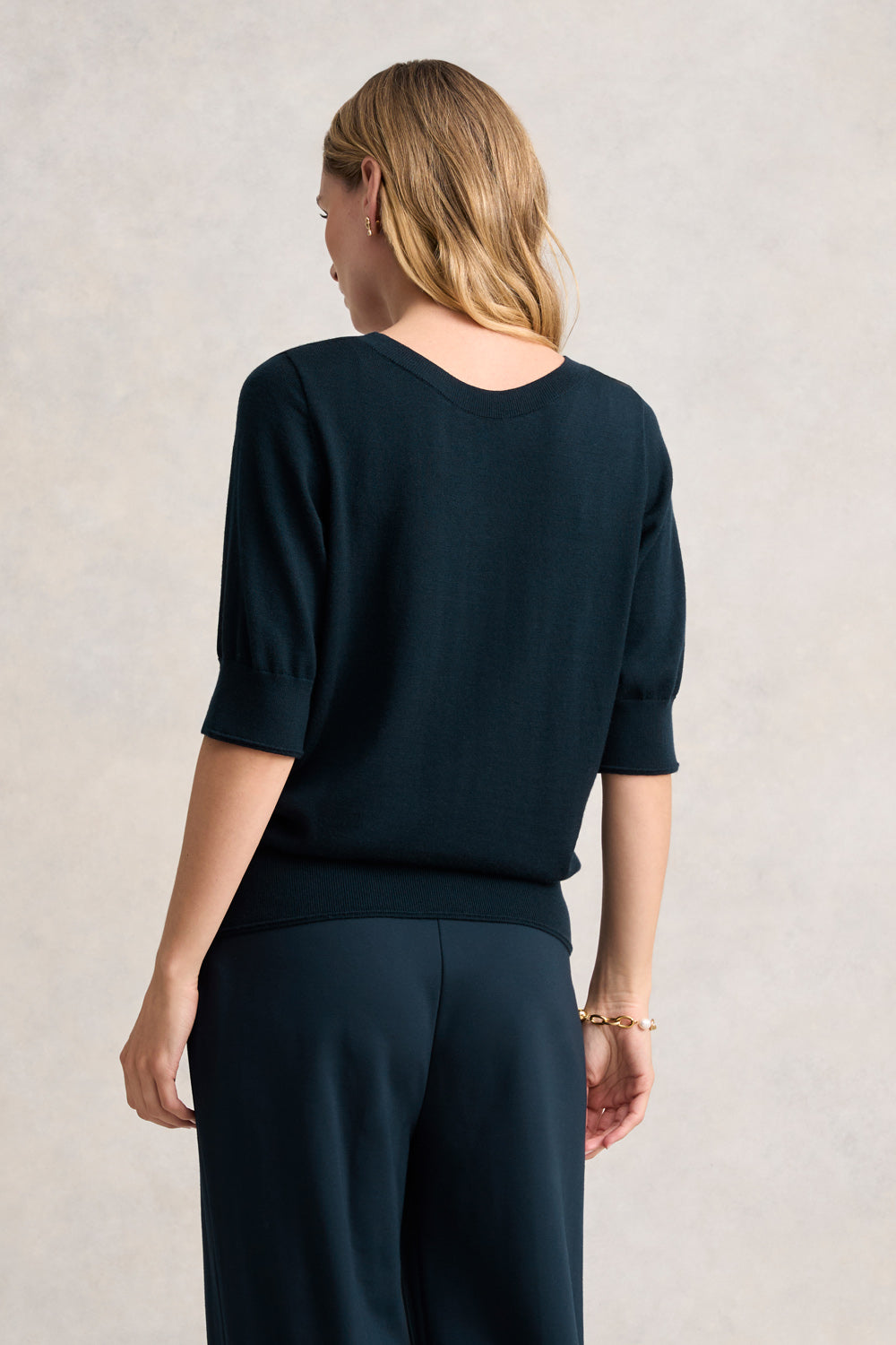 Half Sleeve Wool Knit - Ink