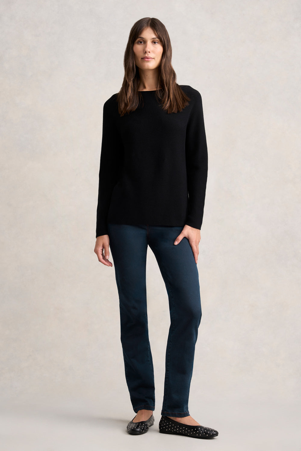 Purl Cotton Jumper - Black