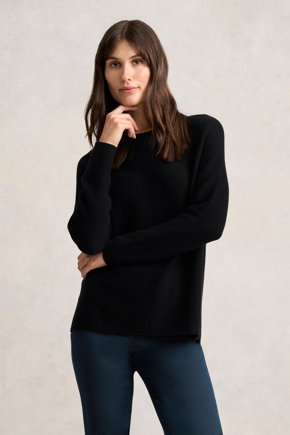 Purl Cotton Jumper - Black