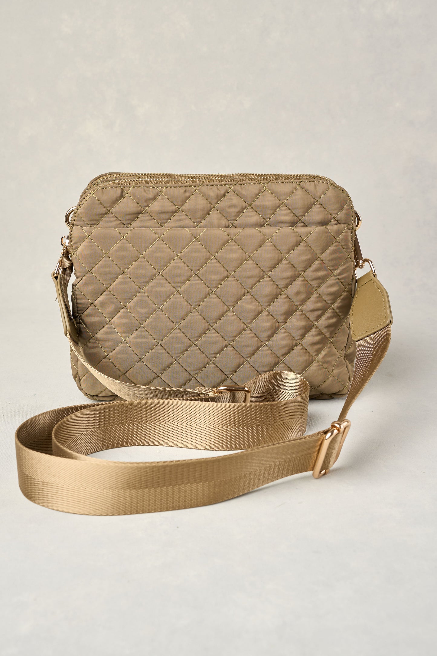 Naomi Quilted Crossbody Bag - Khaki
