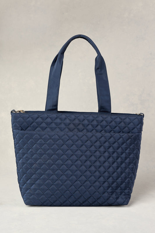 Naomi Quilted Tote - Navy