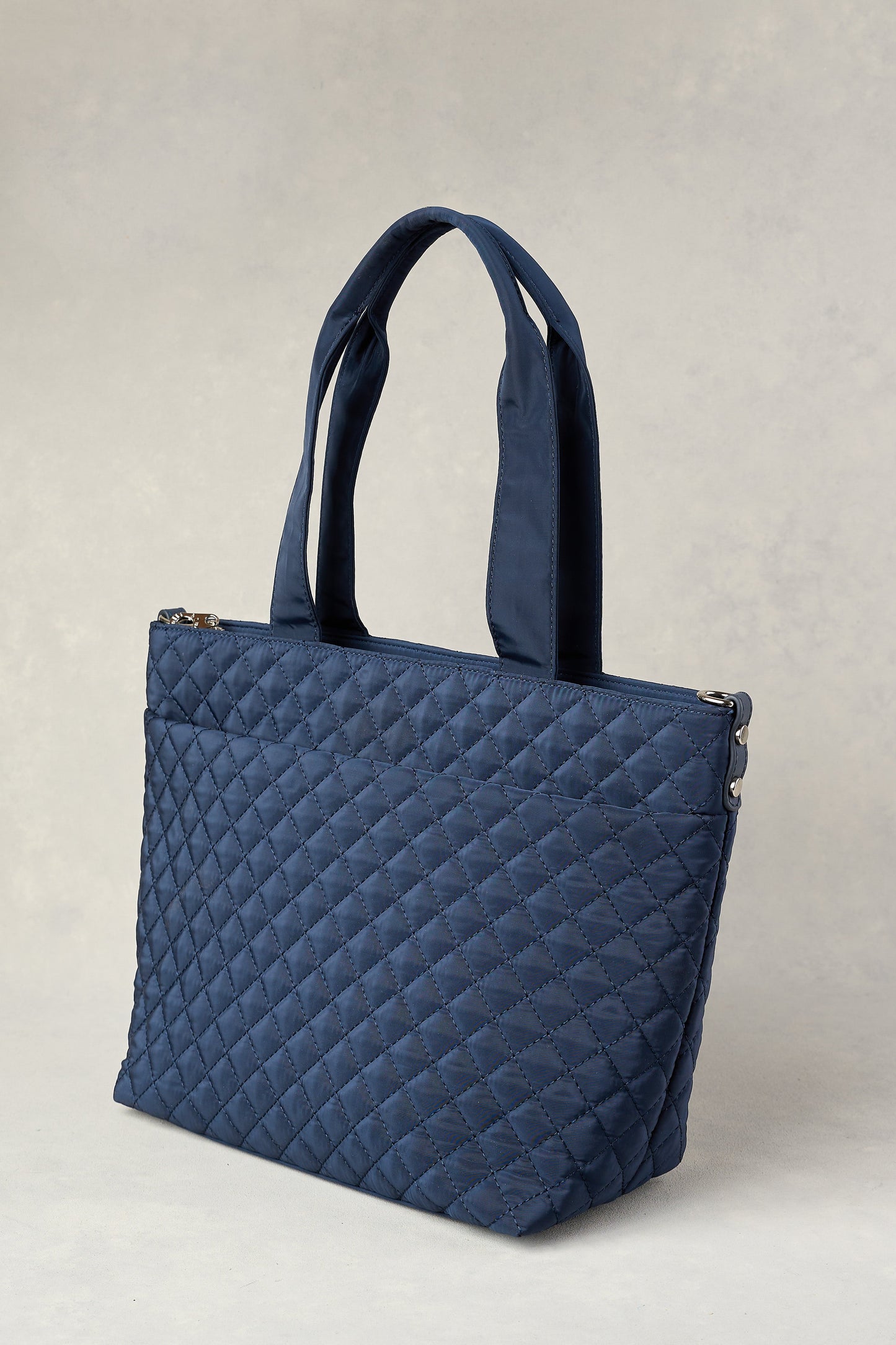 Naomi Quilted Tote - Navy