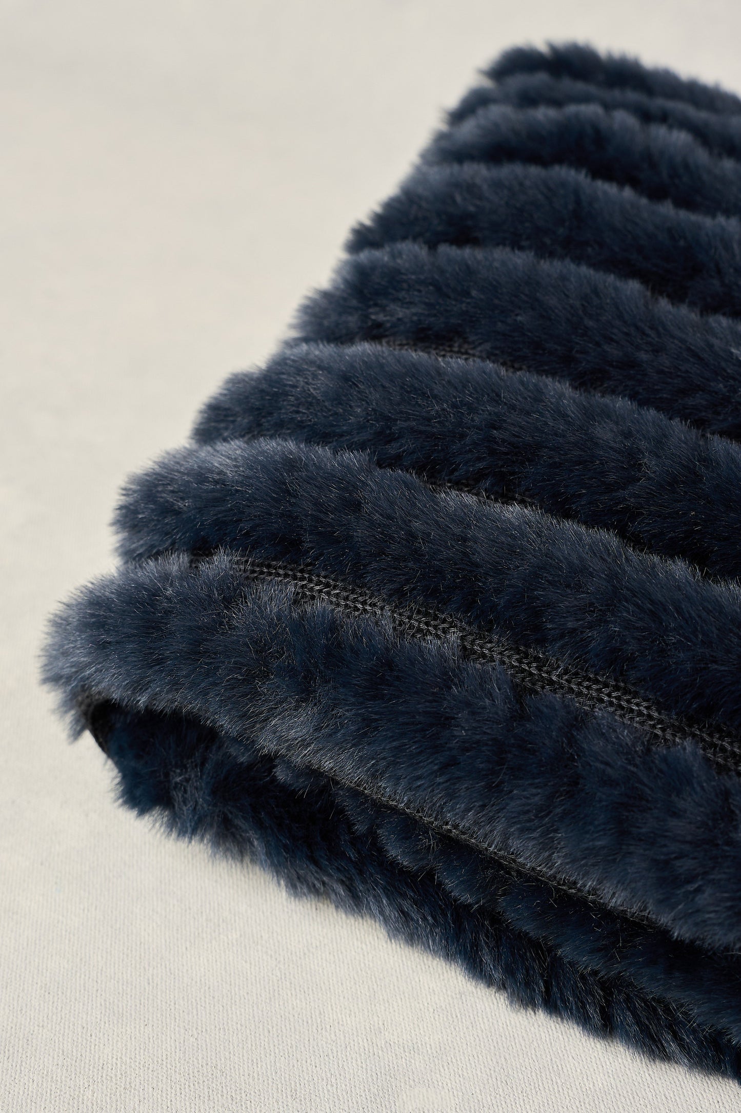 Navy Faux Fur Poncho